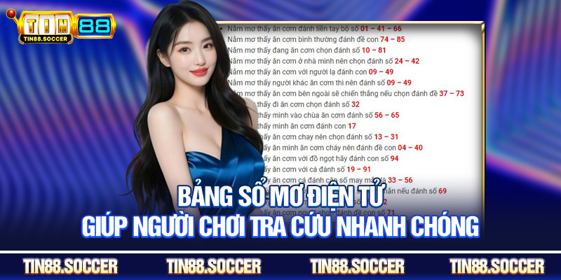 Bảng sổ mơ điện tử giúp người chơi tra cứu nhanh chóng